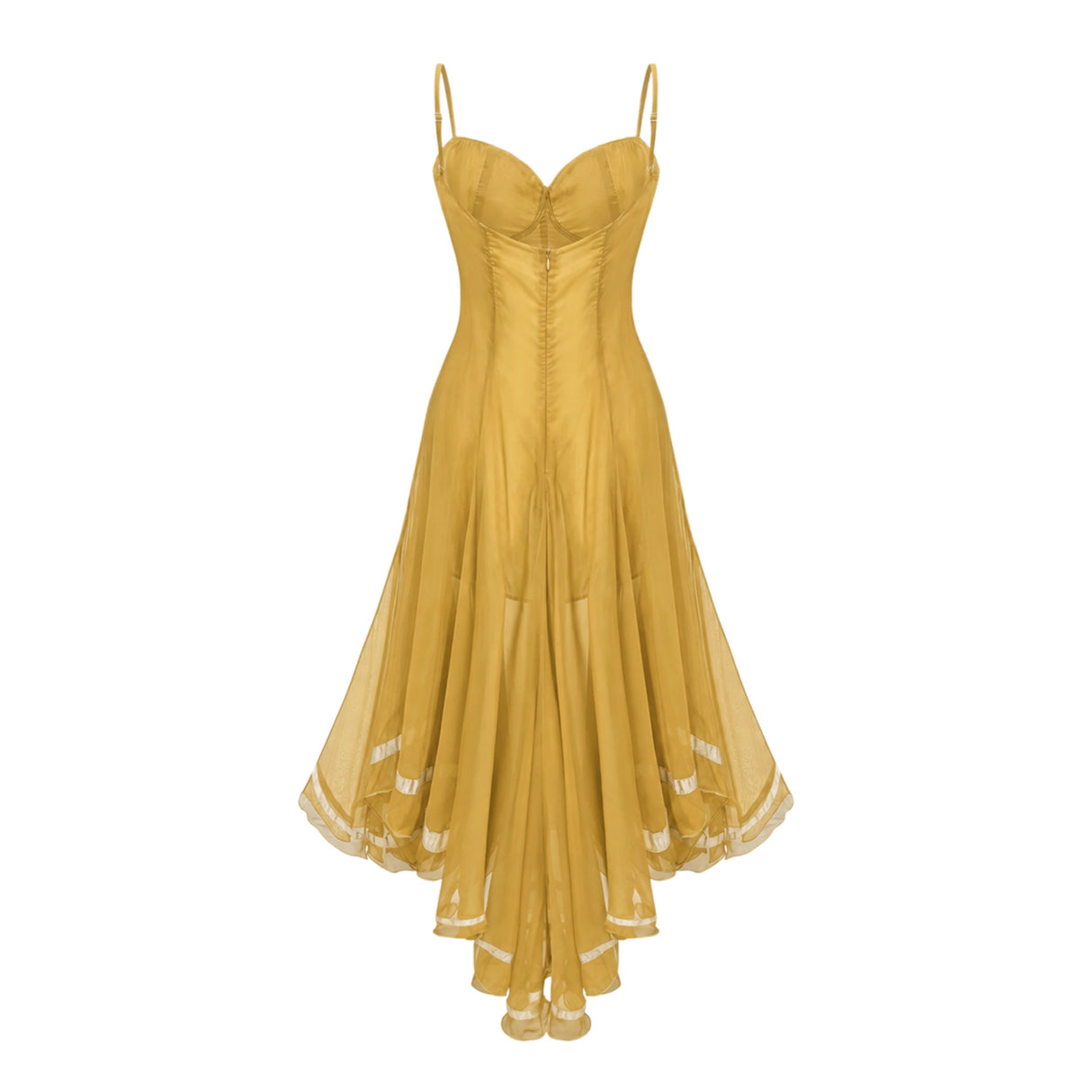 Nuria Yellow Asymmetrical Midi Dress