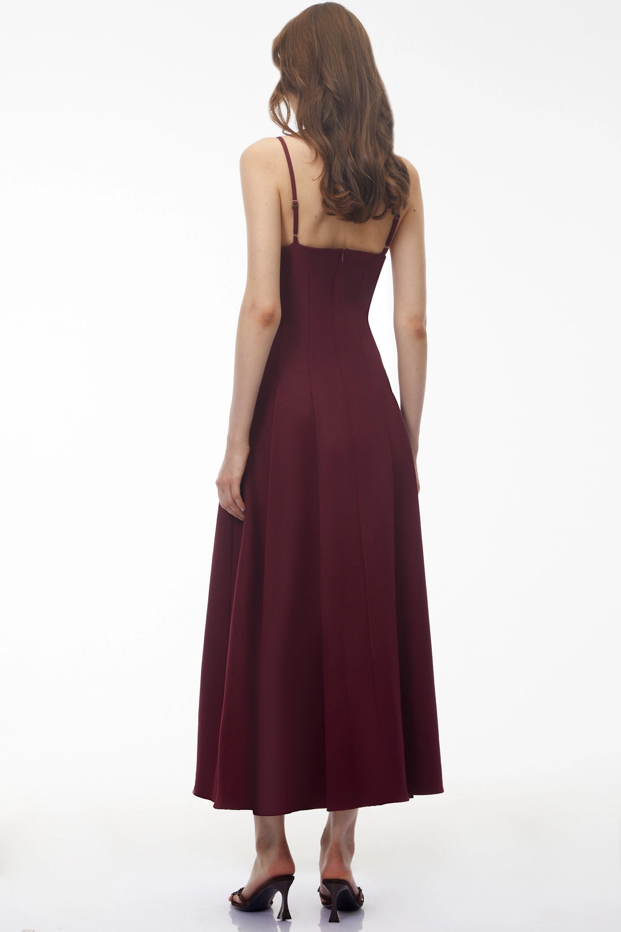Olesya Burgundy Floral Embroidered Maxi Dress