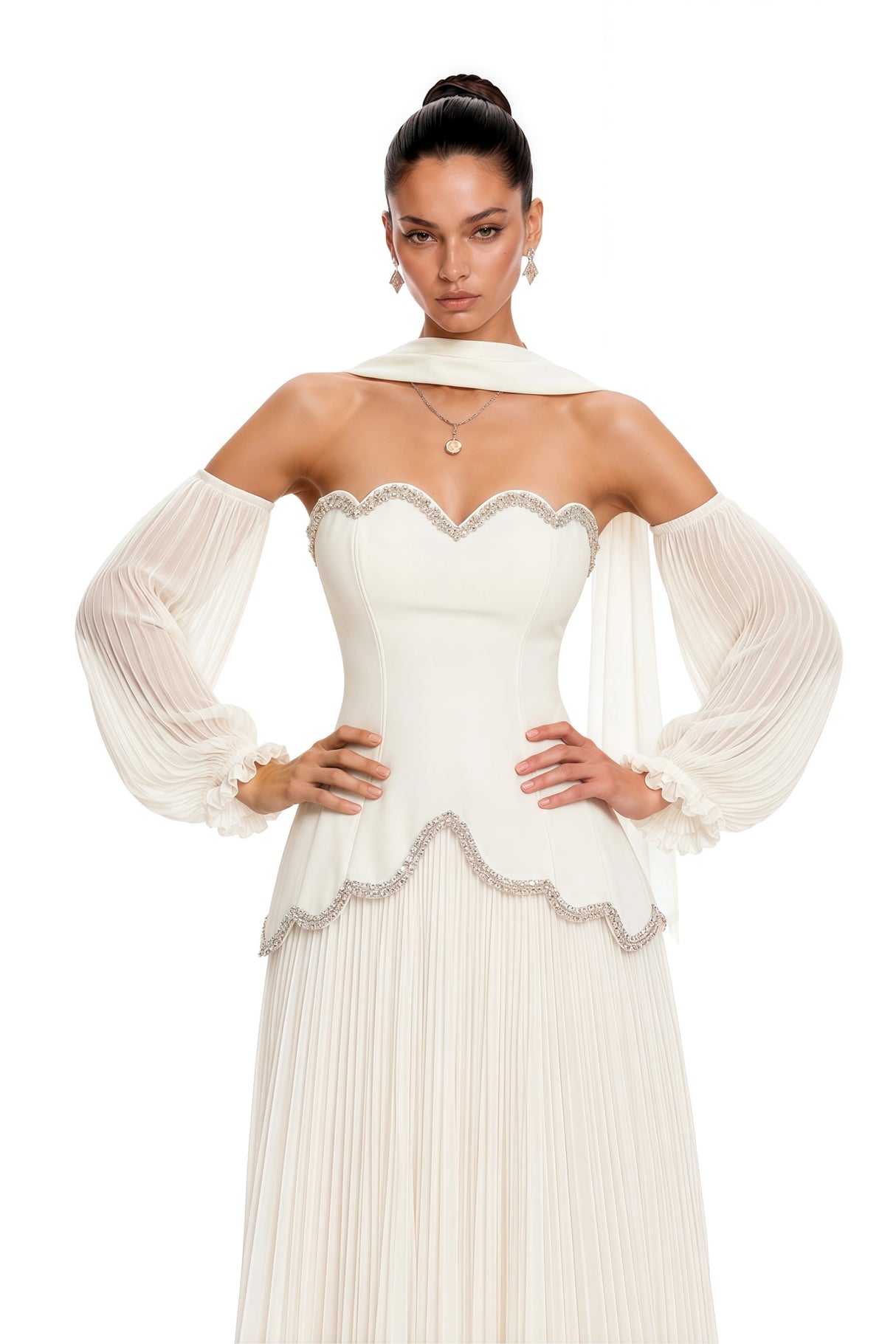 Oriane White Off Shoulder Puff Sleeve Maxi Dress