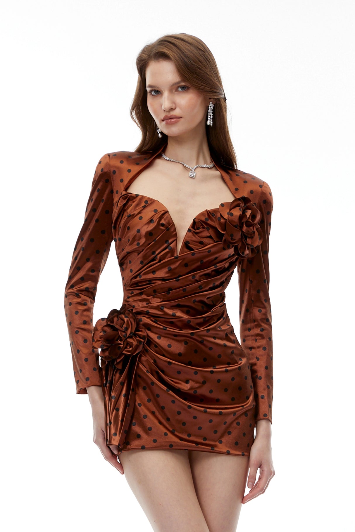 Paloma Chocolate Brown Polka Dot Mini Dress