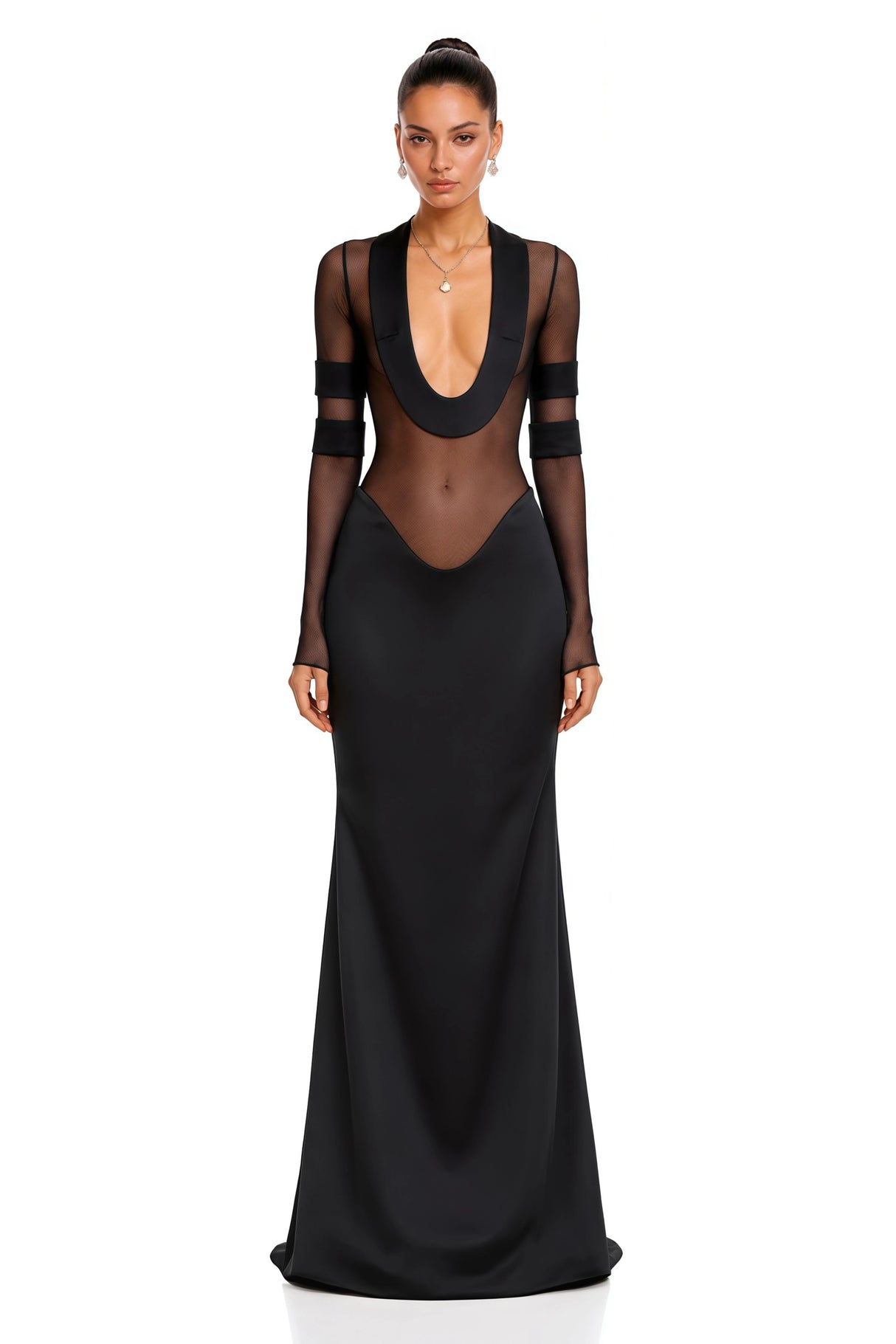 Panagiota Black MeshPanel Gown
