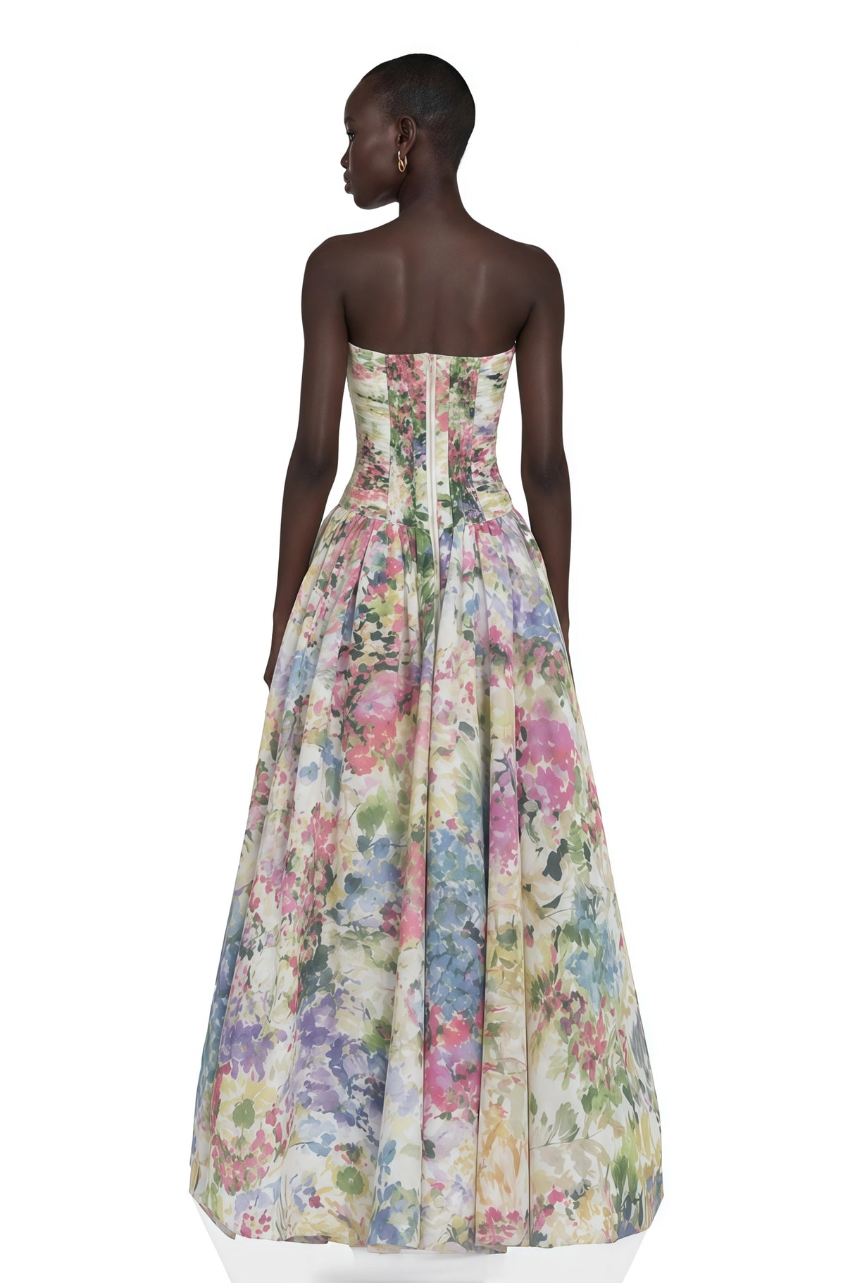 Parastoo Lavandula Floral Print Pleated Maxi Dress