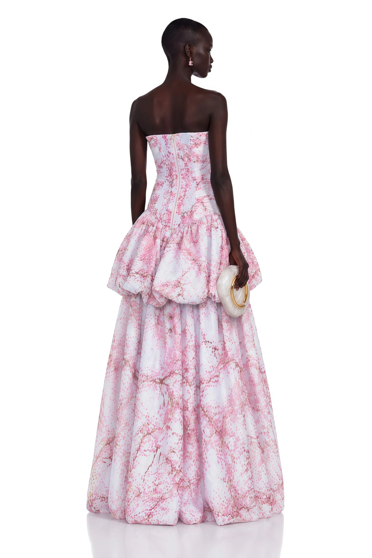 Parastoo Pink Floral Print Pleated Maxi Dress