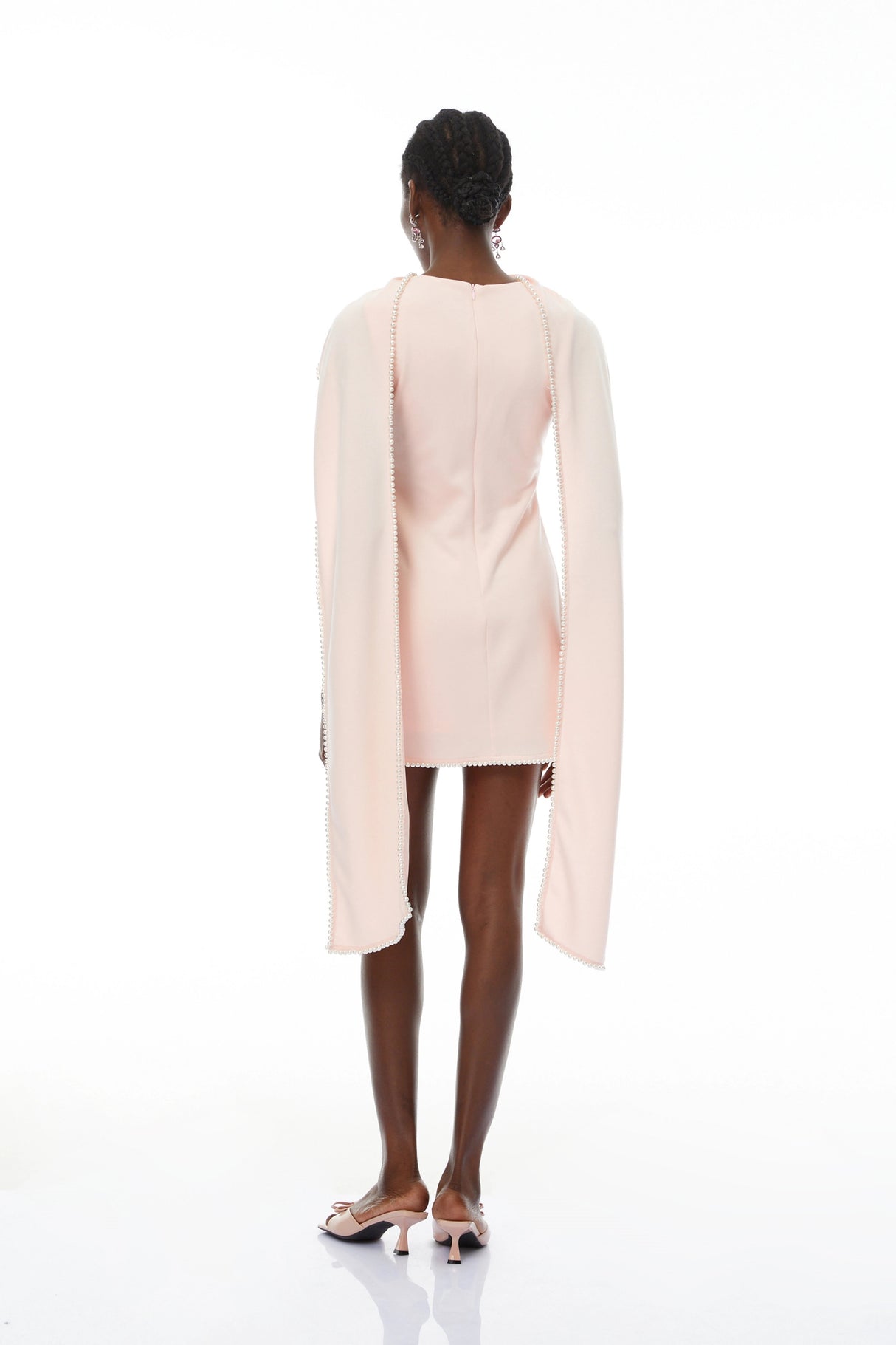 Piroska Pink Sleeveless Pearl Trim Mini Dress