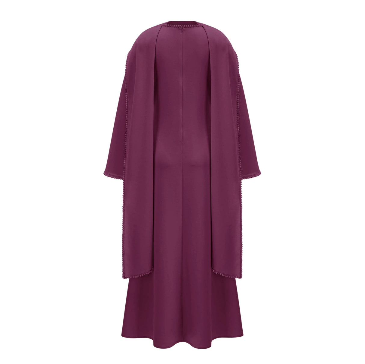 Piroska Purple Pearl Trim Shawl Detail Maxi Dress