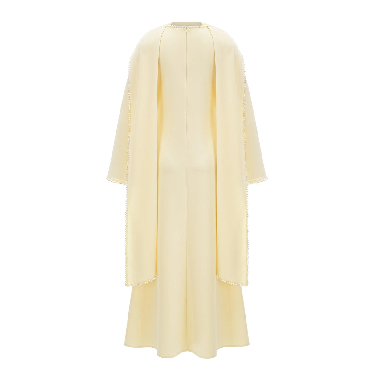 Piroska Yellow Pearl Trim Shawl Detail Maxi Dress