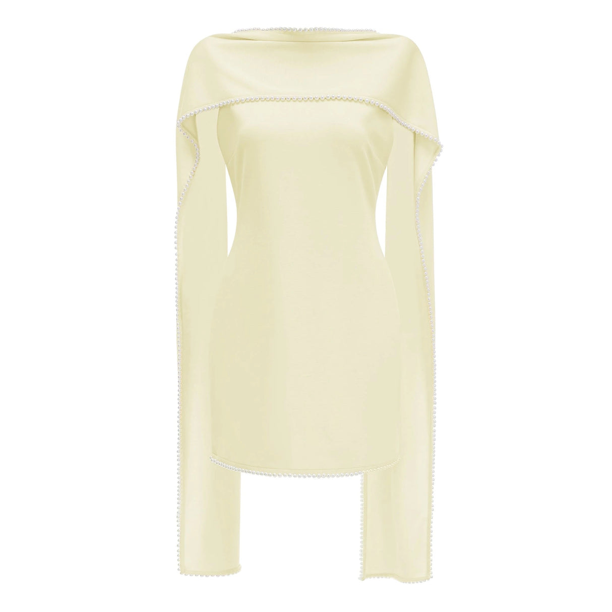 Piroska Yellow Sleeveless Pearl Trim Mini Dress
