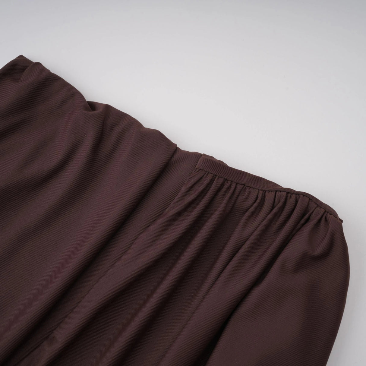 Prune Brown Night Out Asymmetrical Ruched Midi Dress