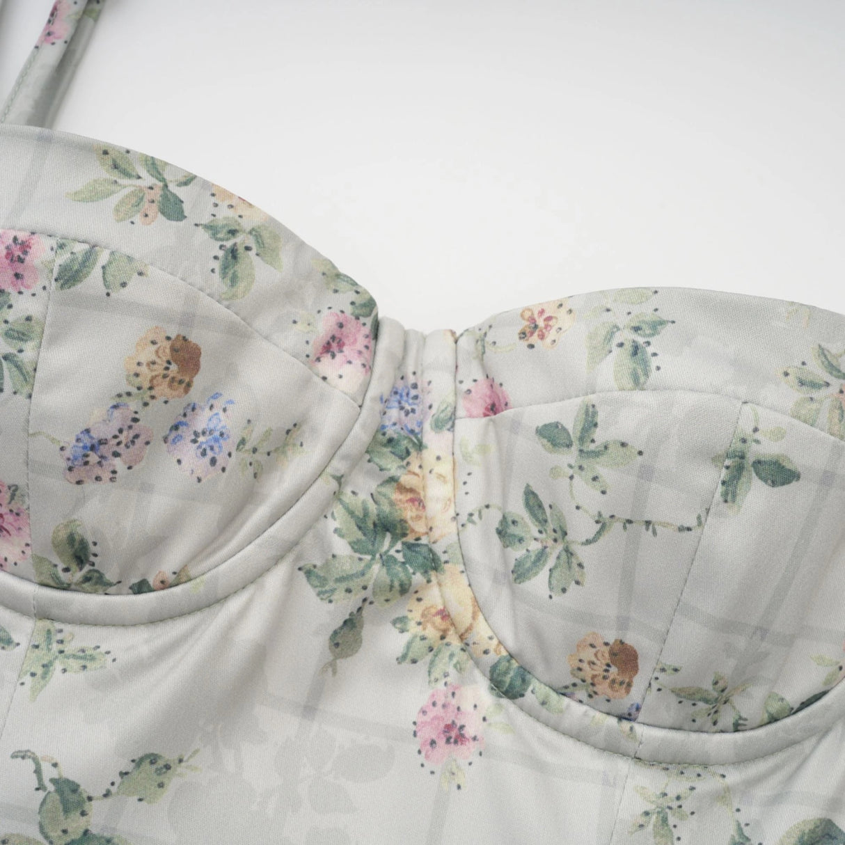 Prunelle sagegreen floralprint shirred midi dress