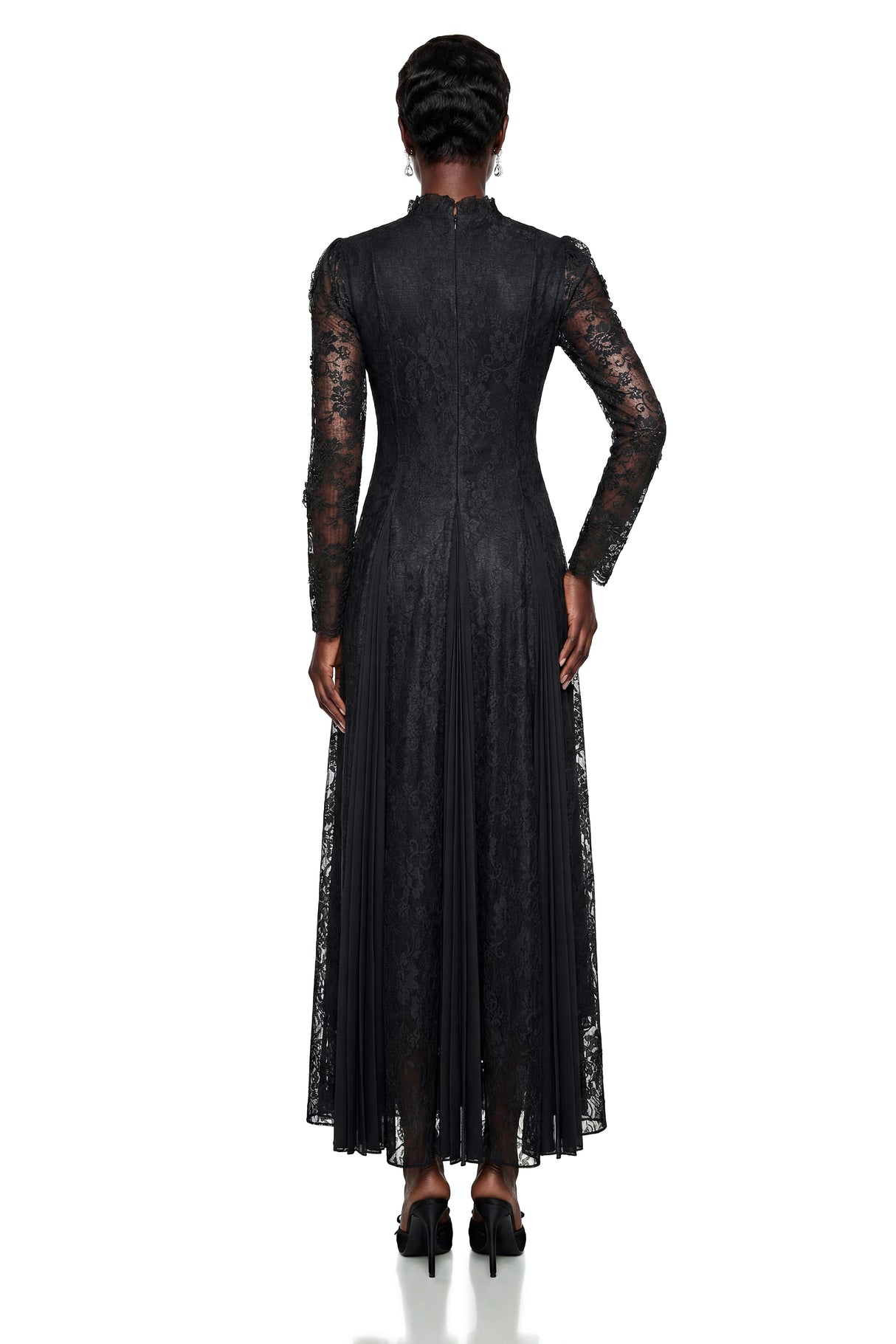 Raymonde Black Floral Lace Maxi Dress