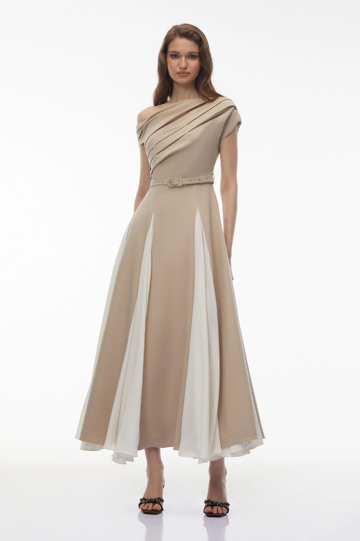 Rebecca Khaki Color Block Maxi Dress