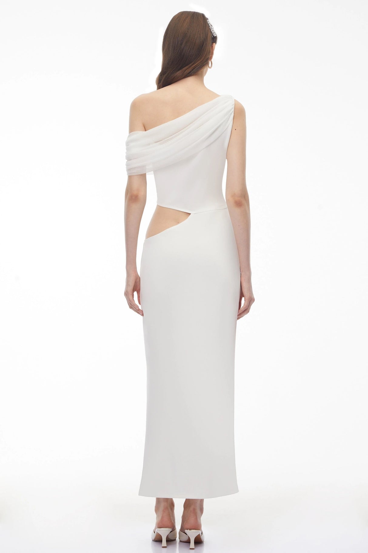 Renan White One Shoulder CutOut Maxi Dress