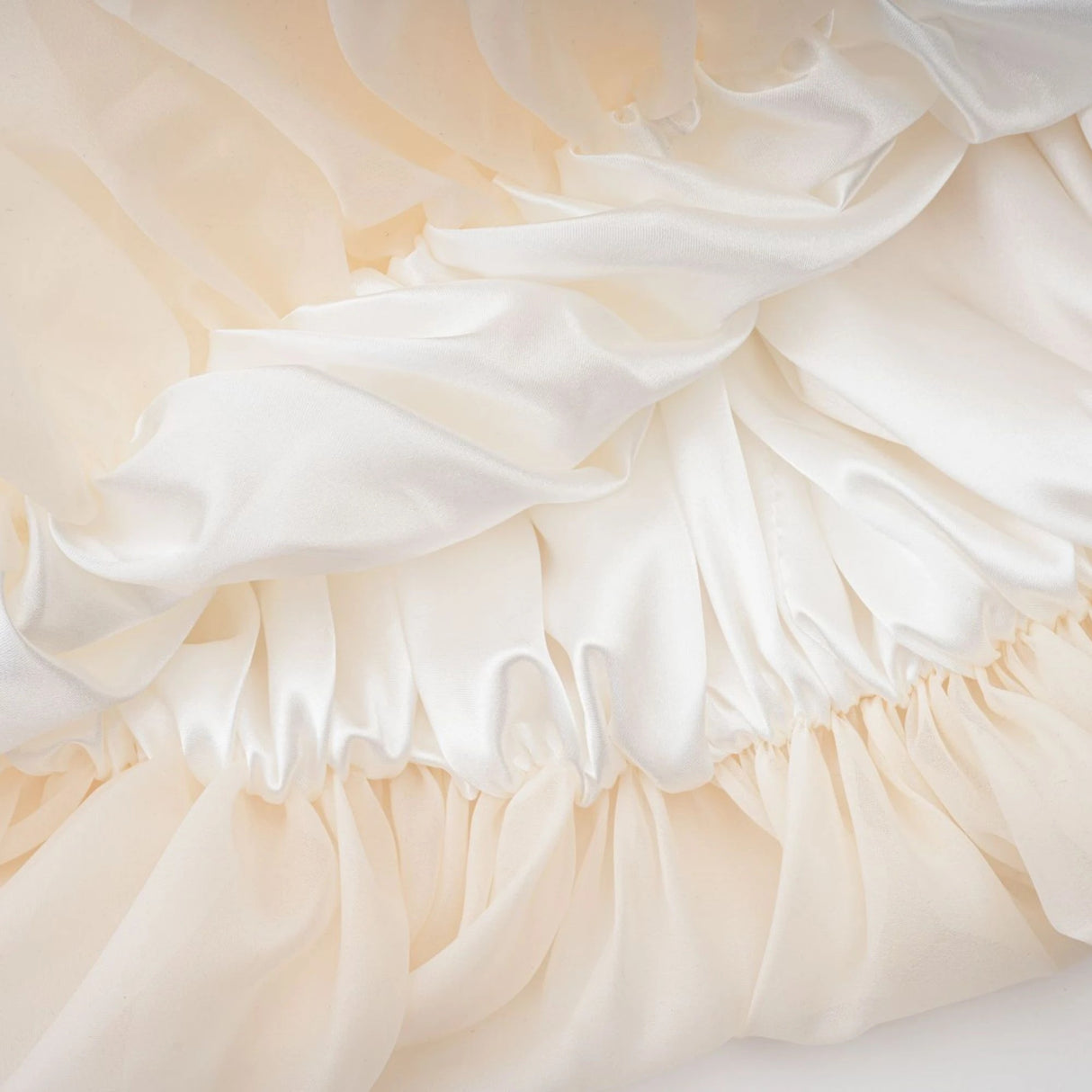 Riley Cream White Draped Tulle Maxi Dress