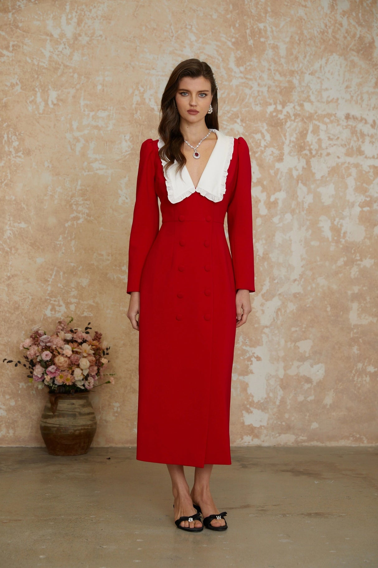 Rorie Red DoubleBreasted Blazer Midi Dress