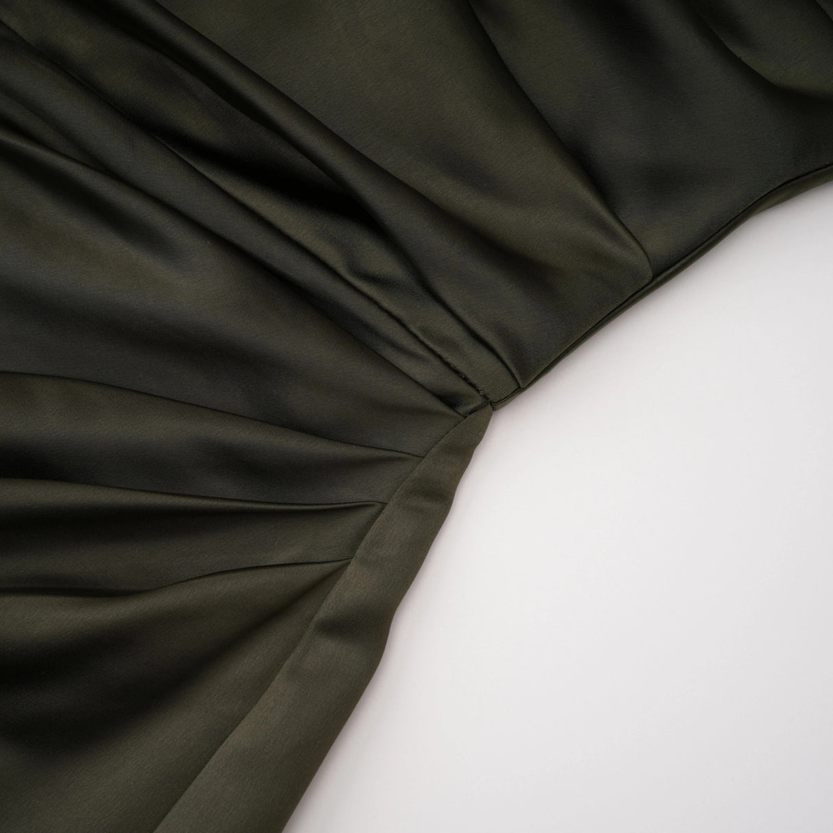 Roshan Emerald Green One Shoulder Satin Maxi Dress