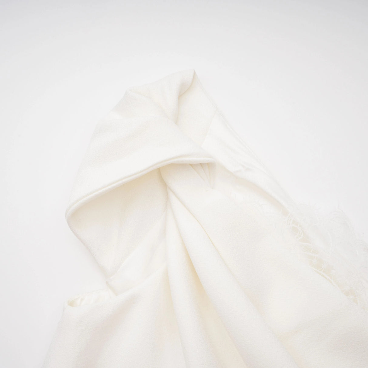 Roshanak White One Shoulder Midi Dress with Lace Panels