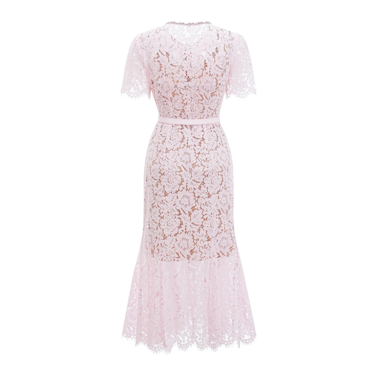 Sabine Pink Floral Lace Mermaid Midi Dress