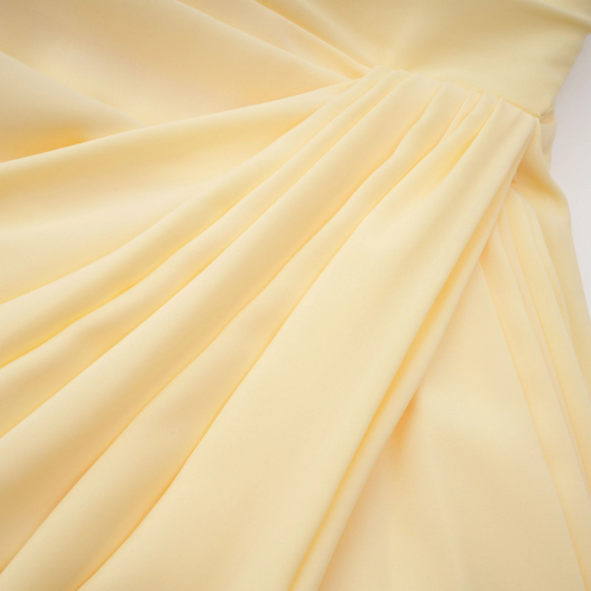 Safiya Yellow Ruched Maxi Dress with Cross Front