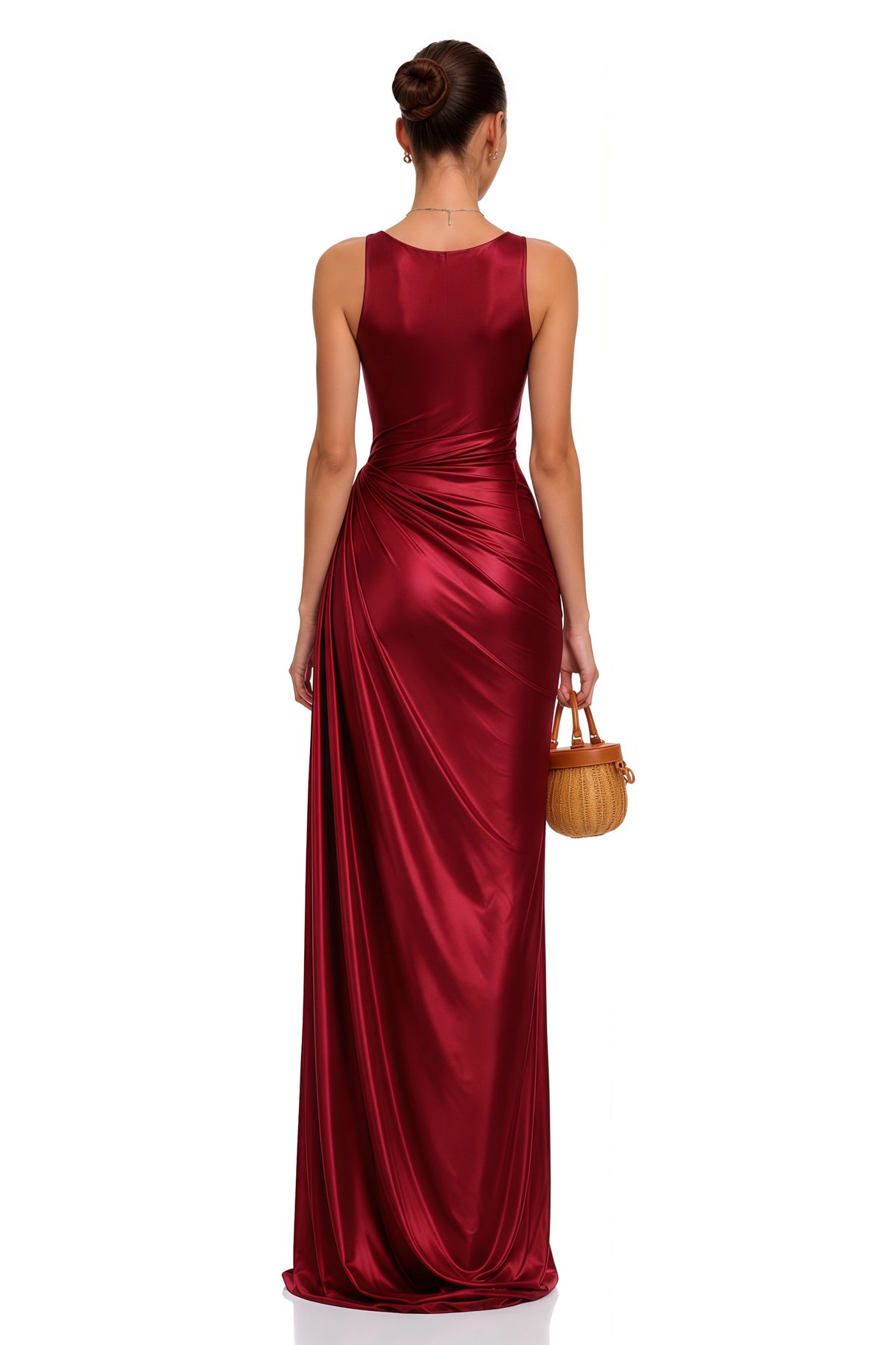 Samuri Burgundy Cowl Neck Slip Maxi Dress