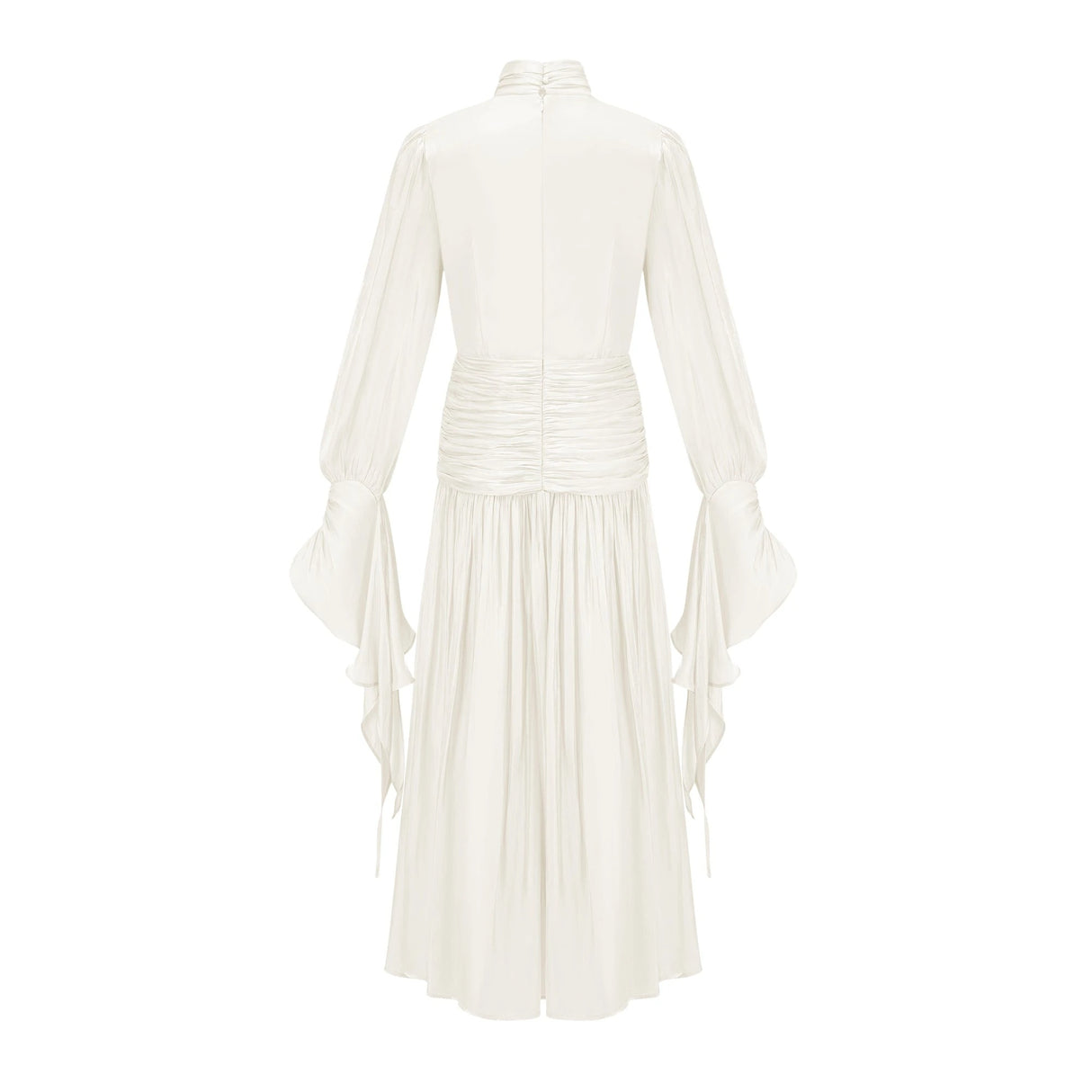 Sarolta Neutral Glossy Ruched Maxi Dress