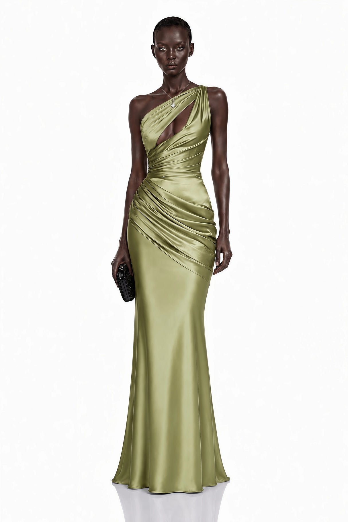 Seraphina Green One Shoulder CutOut Maxi Dress