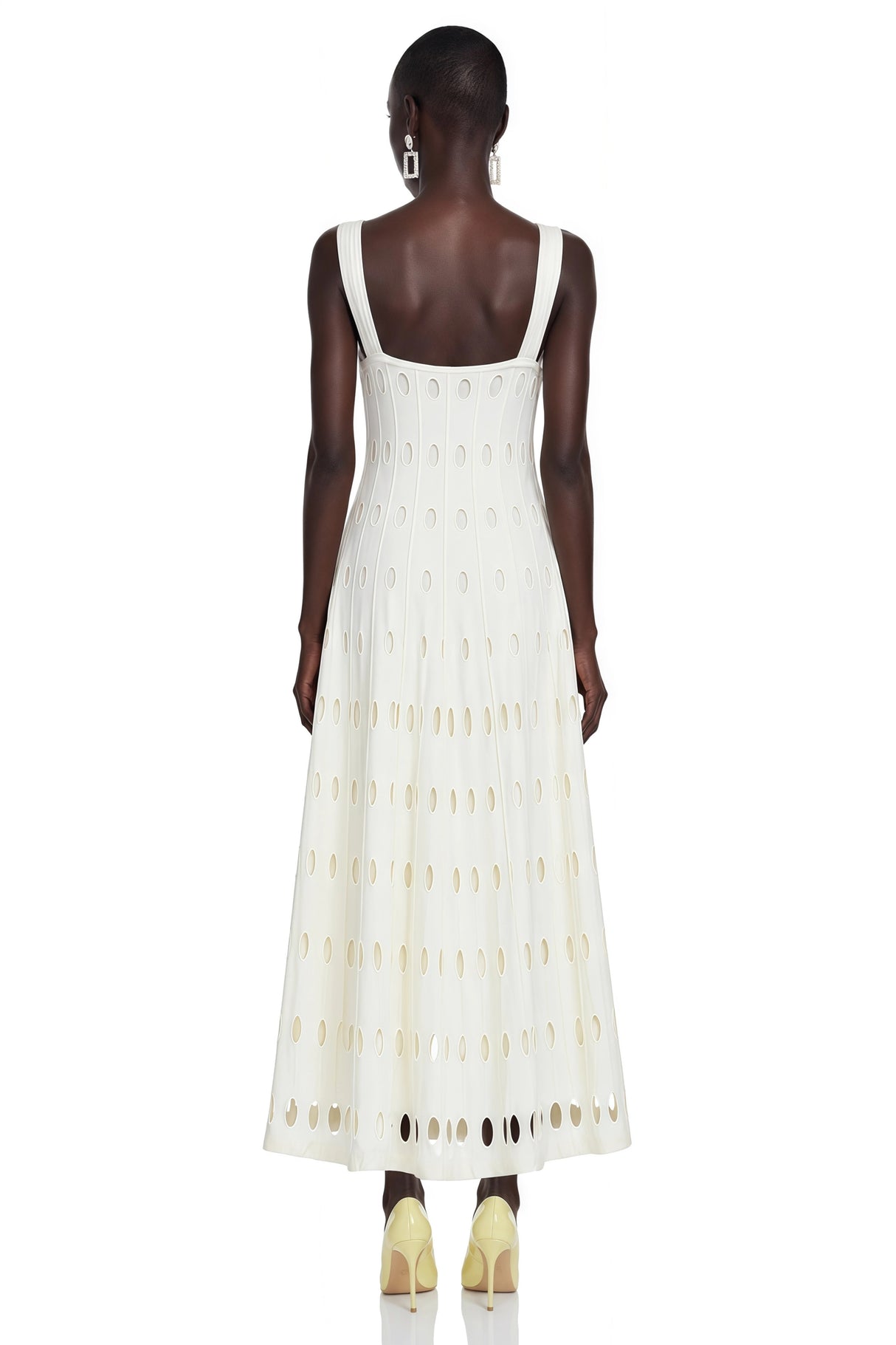 Shirley White CutOut Maxi Dress with Twist Front