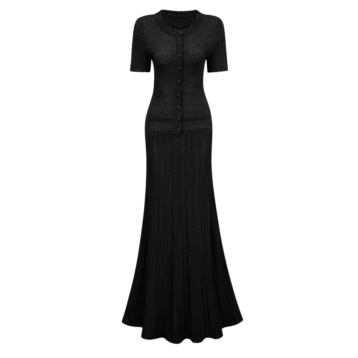 Siena shirred crochetknit maxi dress