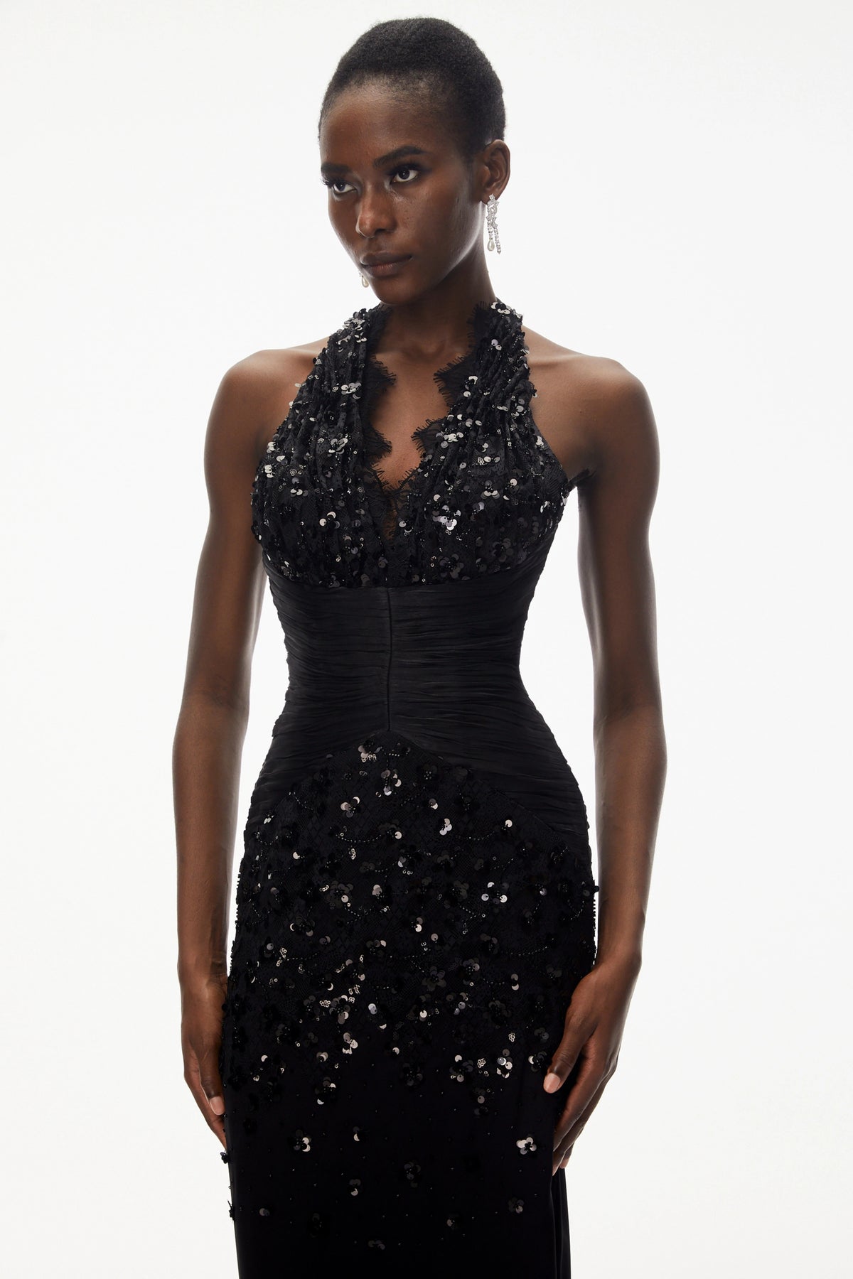 Siphokazi Black Halterneck Embellished Corset Maxi Gown
