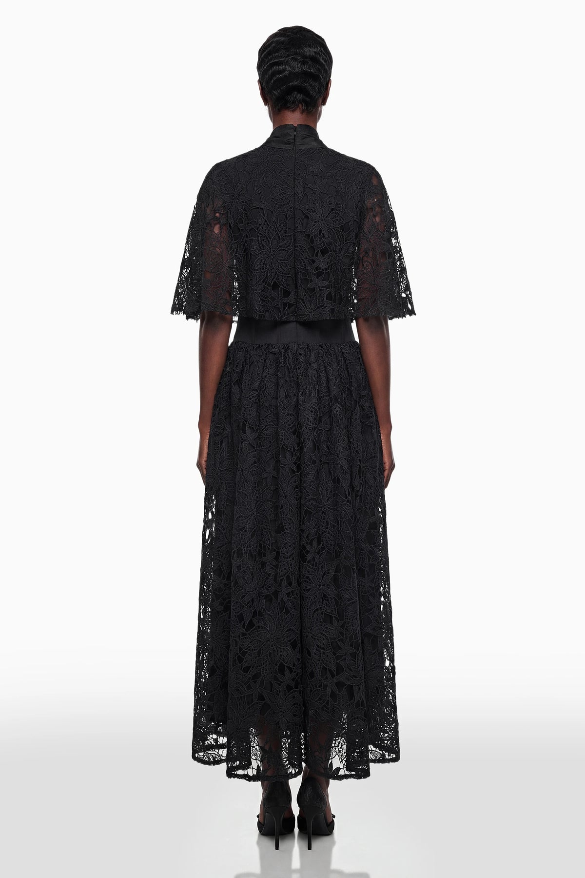 Sissel Black Floral Lace Maxi Dress with SelfTie