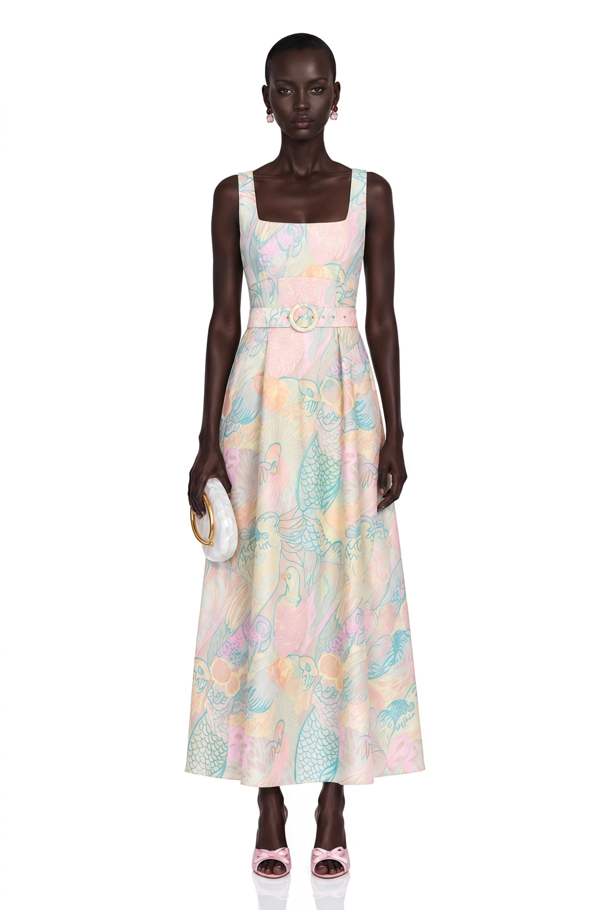 Sofía Pink Bird Print Maxi Dress