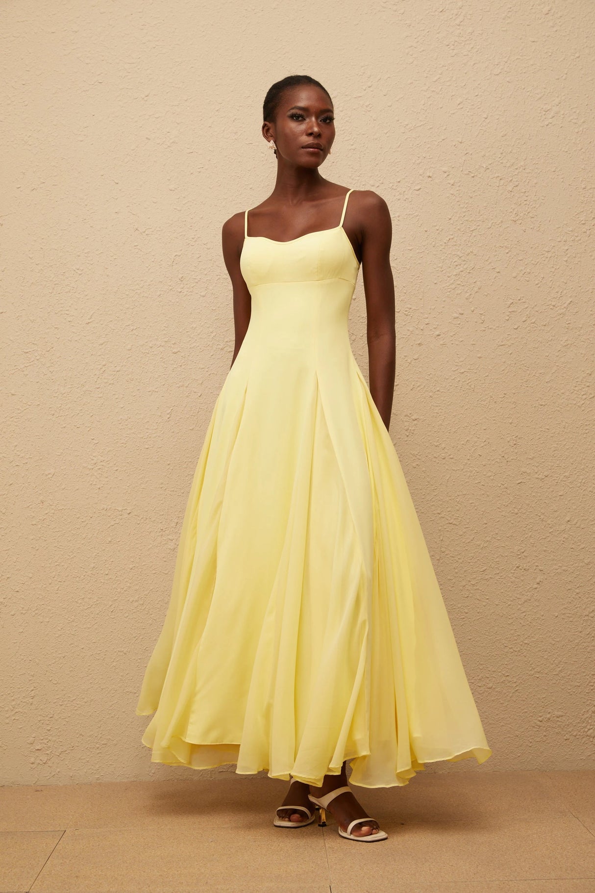 Sofie Yellow Pleated Maxi Dress
