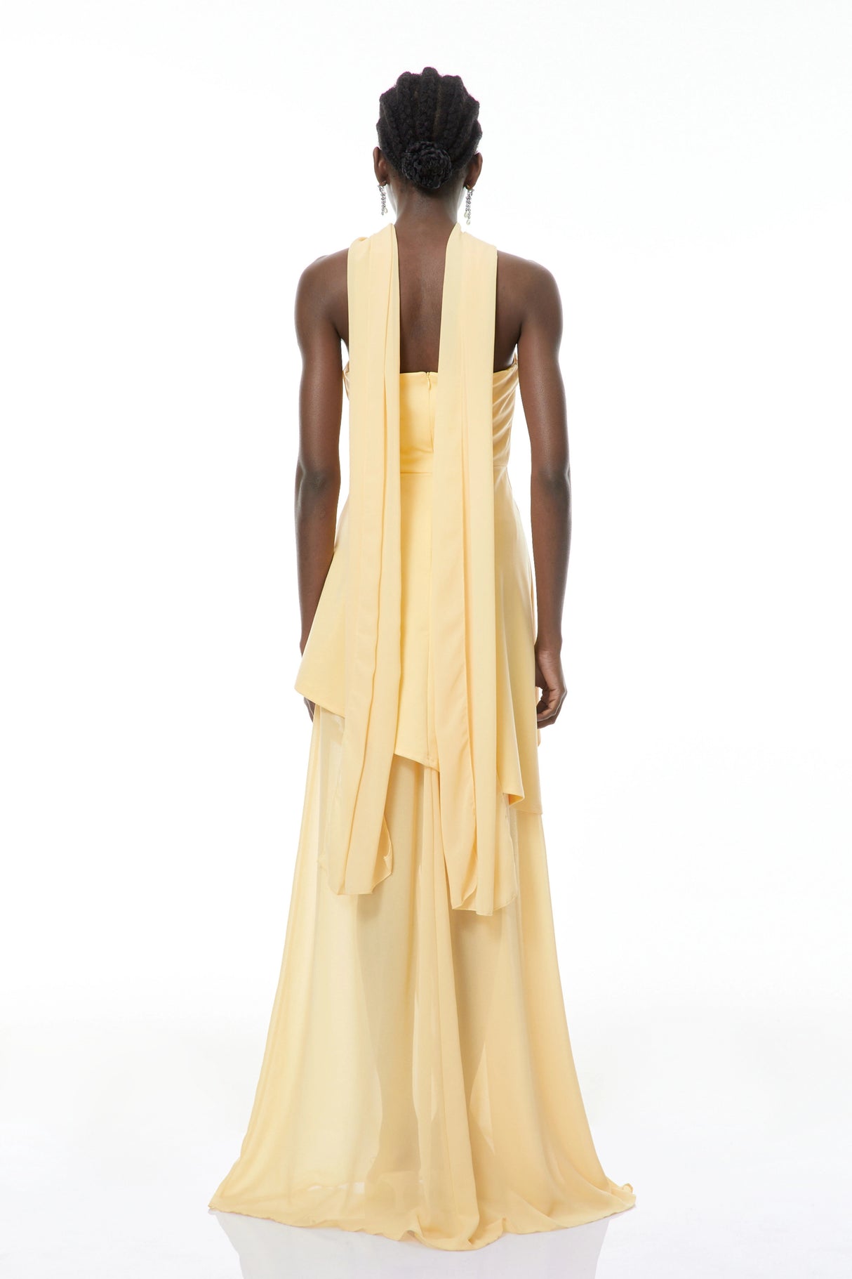 Solène Yellow OffShoulder Ruched Maxi Gown