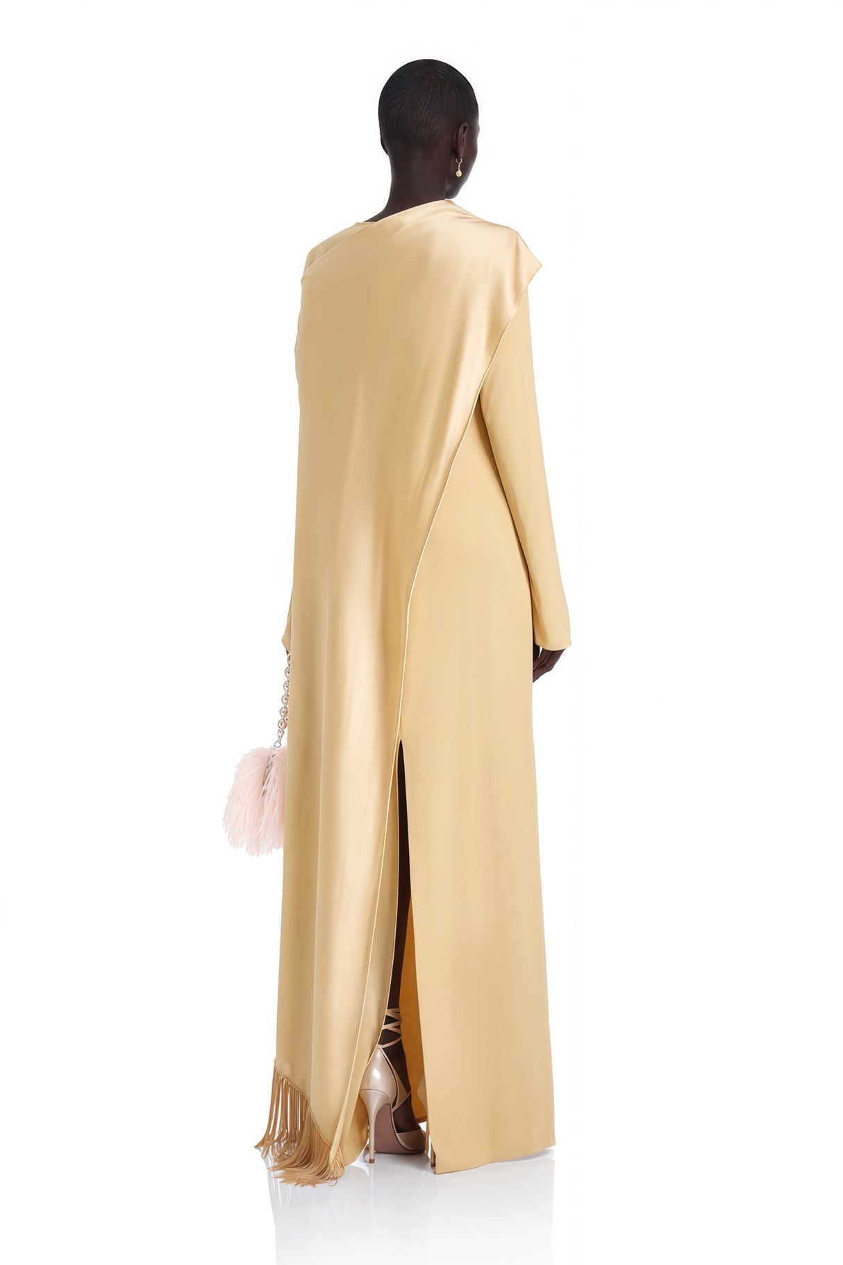 Sultan Yellow Maxi Dress with Satin Shawl