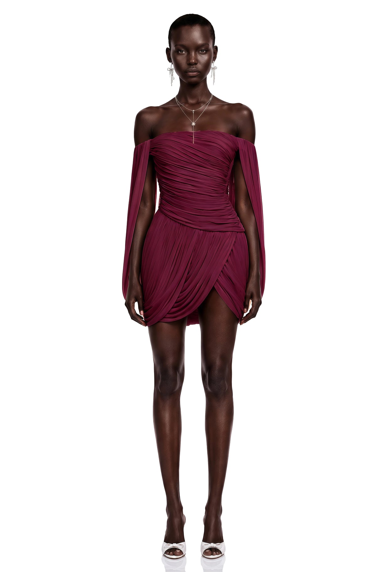 Suné Red Cross Front Ruched Mini Dress