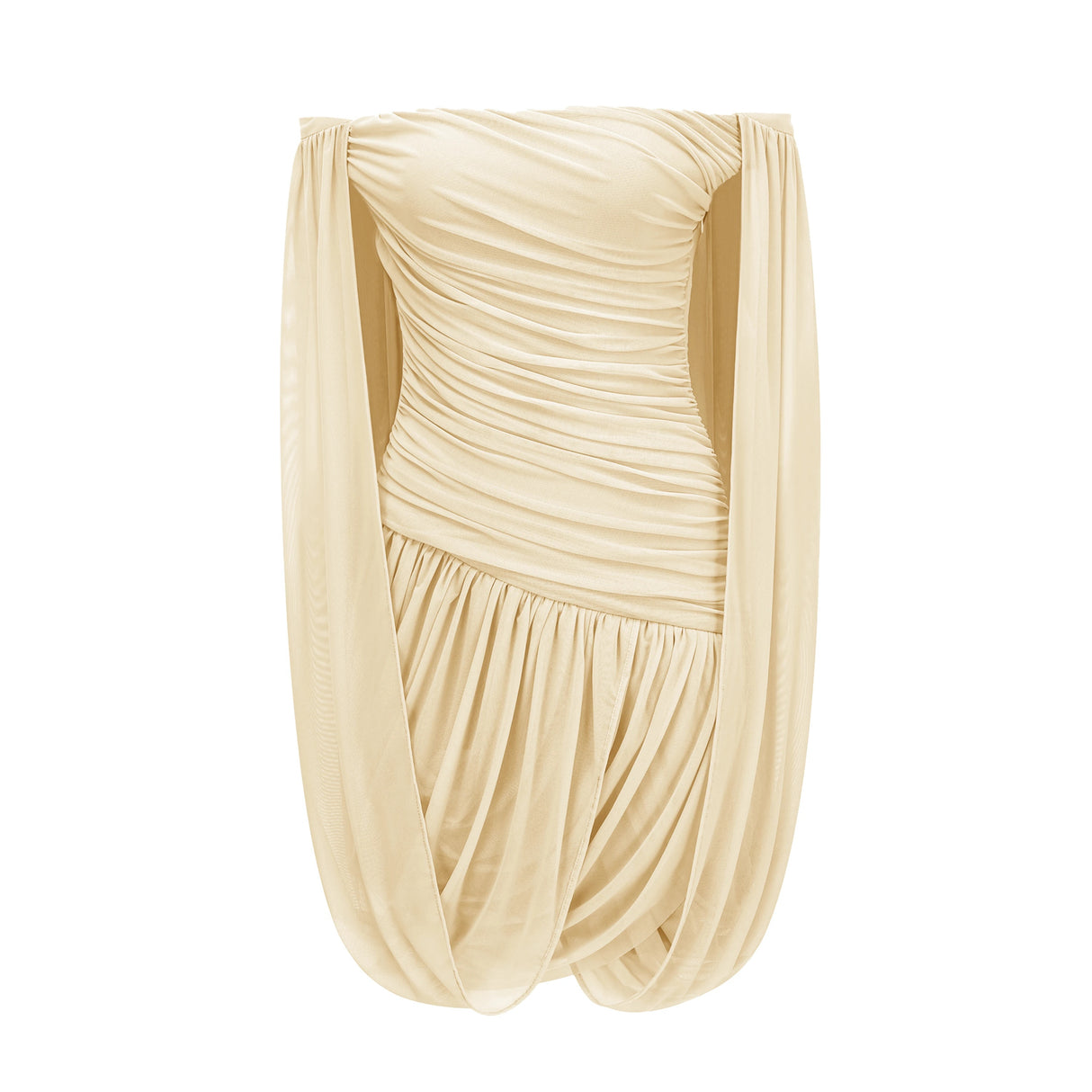 Suné Yellow Cross Front Ruched Mini Dress