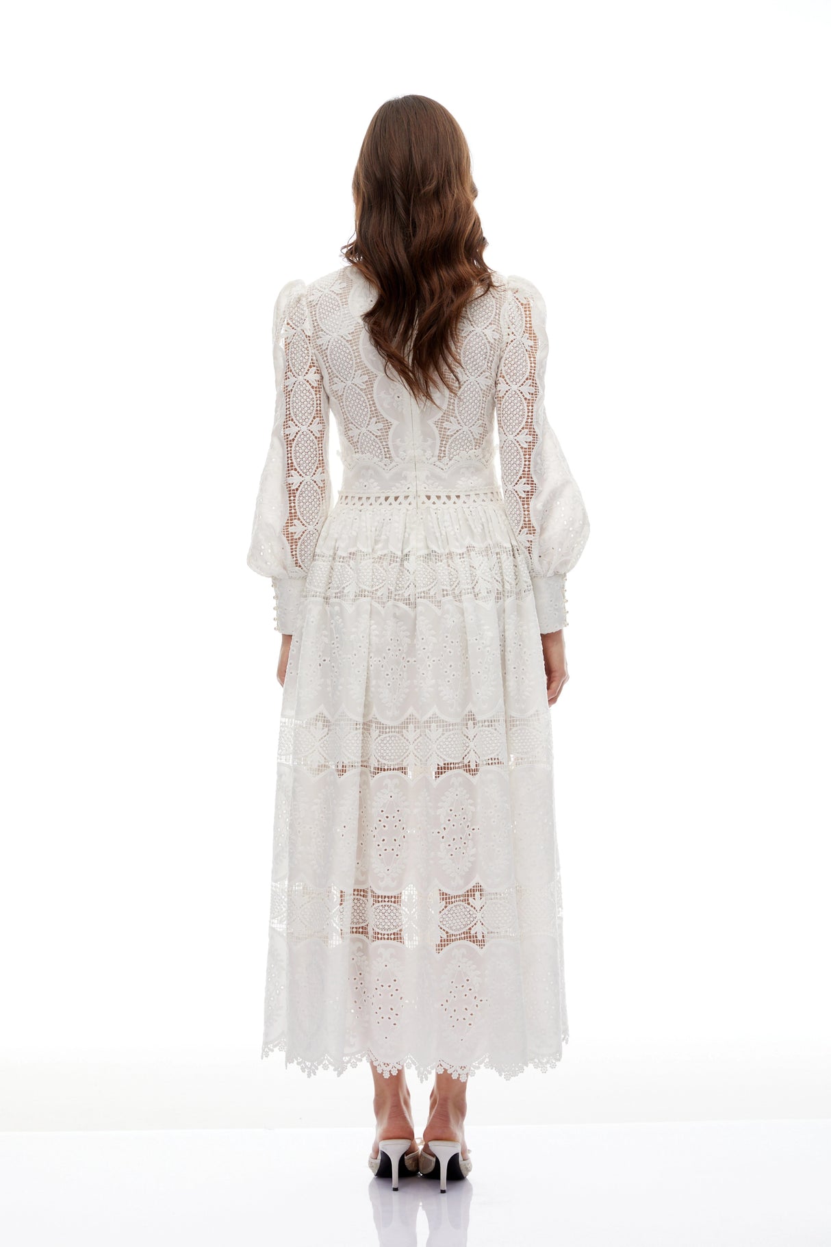 Synne White Lace Overlay Midi Dress