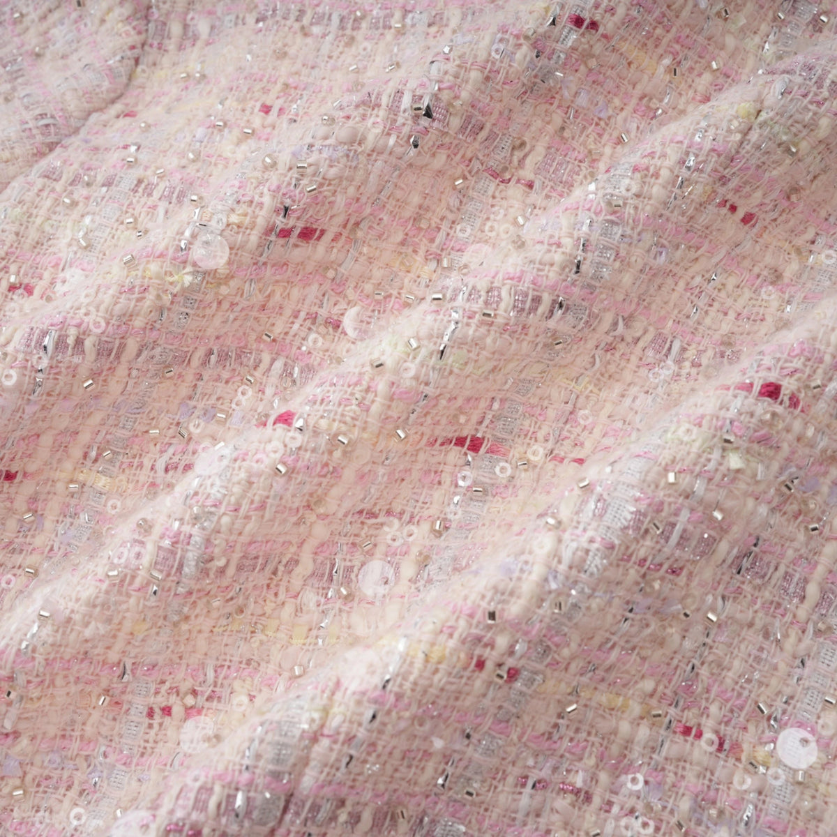 Tahmineh Pink Tweed Pleated Midi Dress