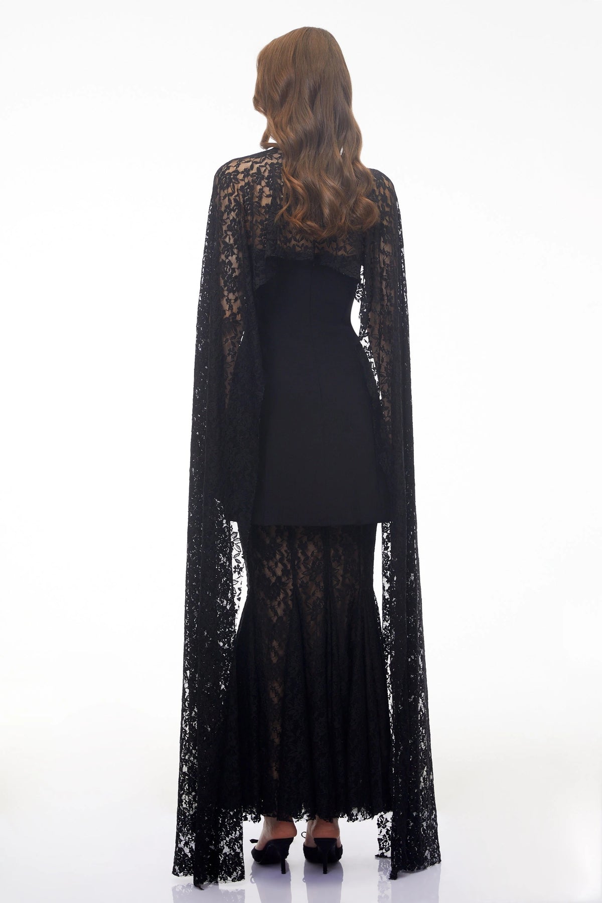 Taisiya Black Bow Mini Dress Lace Skirt Set