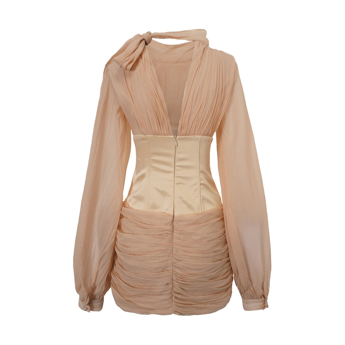 Téa CinchedWaist FloralAppliqué Paneled Mini Dress