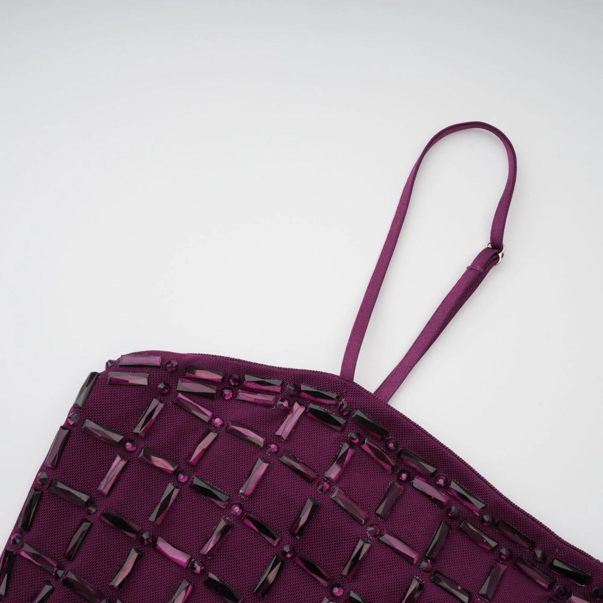 Térébenthine Purple Rhinestone Mesh Maxi Dress
