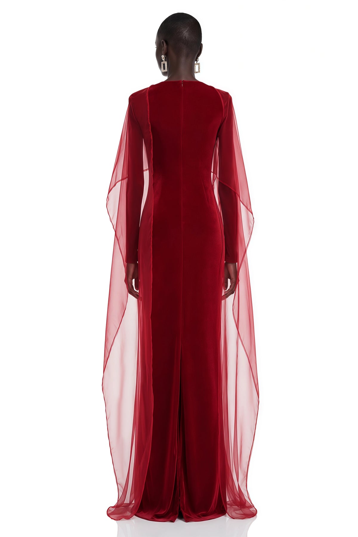 Thalassa Red Maxi Dress with Cape Sleeves
