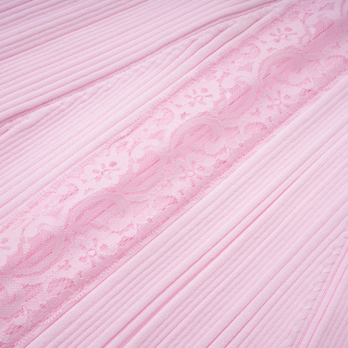 Thalya Pink Lace Trim Knit Midi Dress