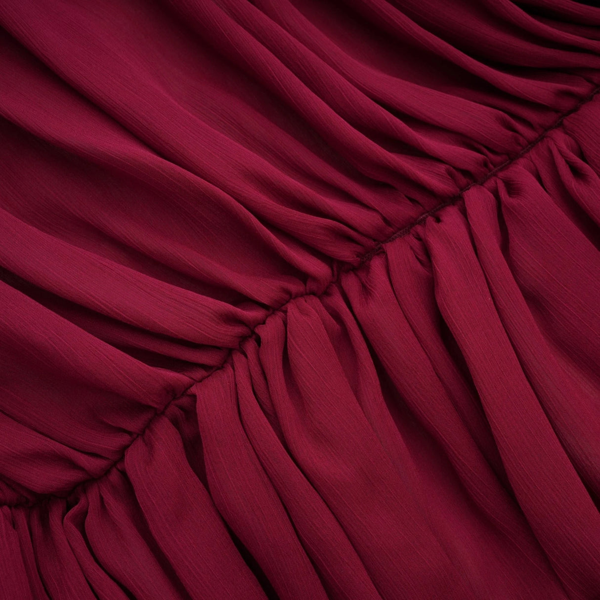 Théa Burgundy Asymmetrical Ruched Mini Dress