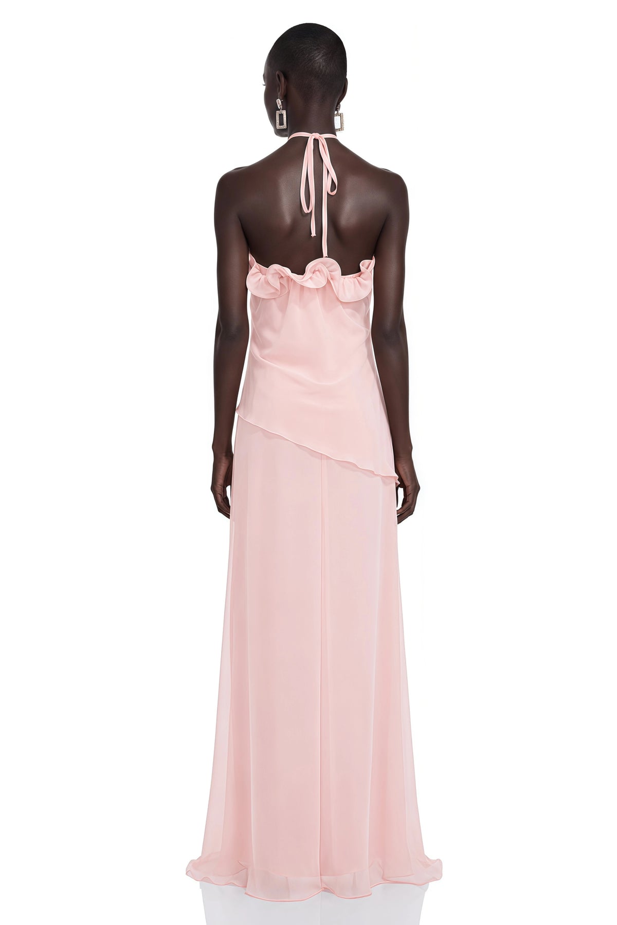 Thulisile Pink Chiffon Maxi Dress with 3D Florals