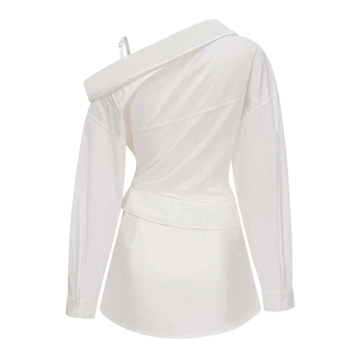 Tímea White Asymmetrical Mini Shirt Dress