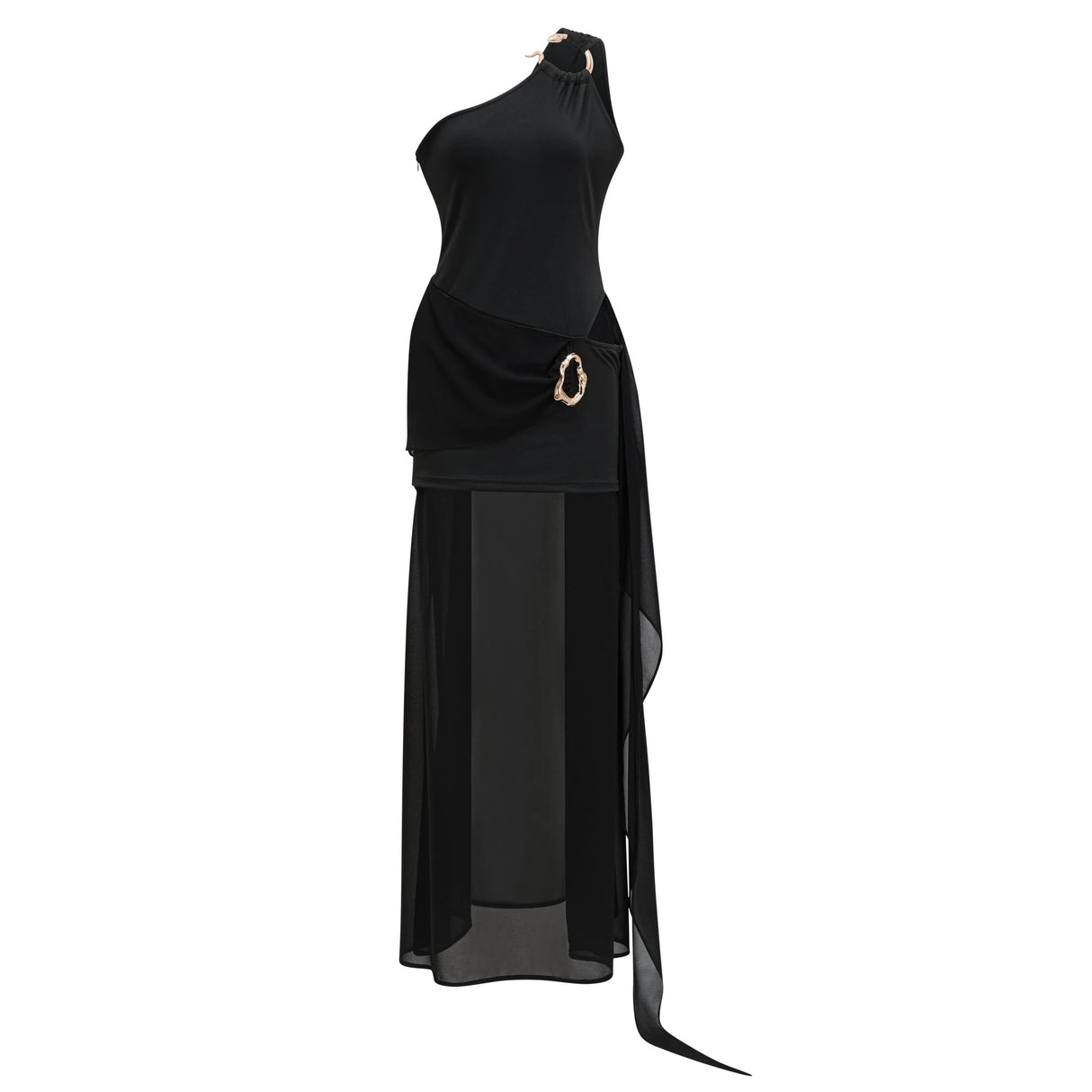 Tiziana Black One Shoulder Cut Out Maxi Dress