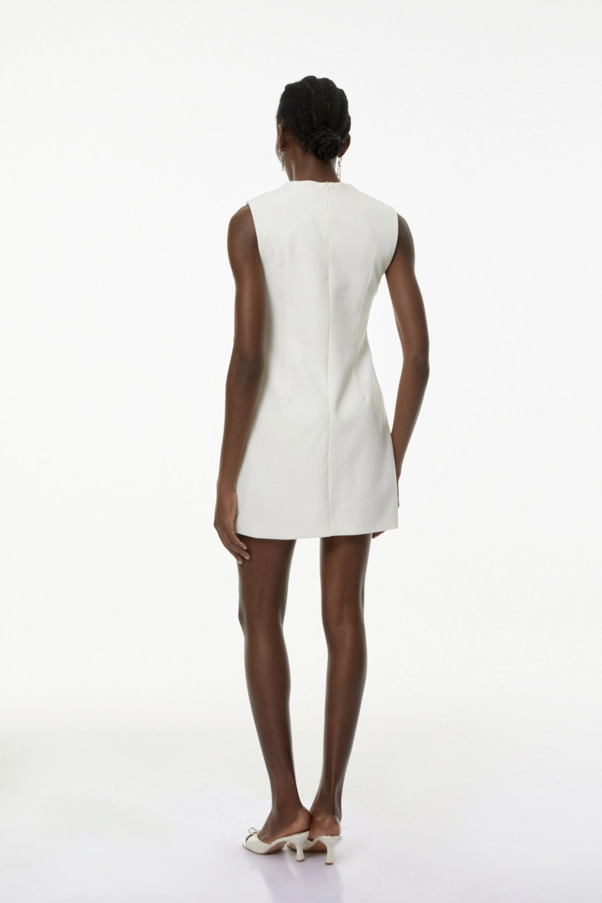 Toril White Color Blocked 3D Petal Mini Dress