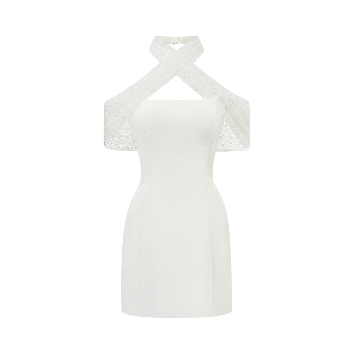 Ulla White Cross Over Bodycon Mini Dress