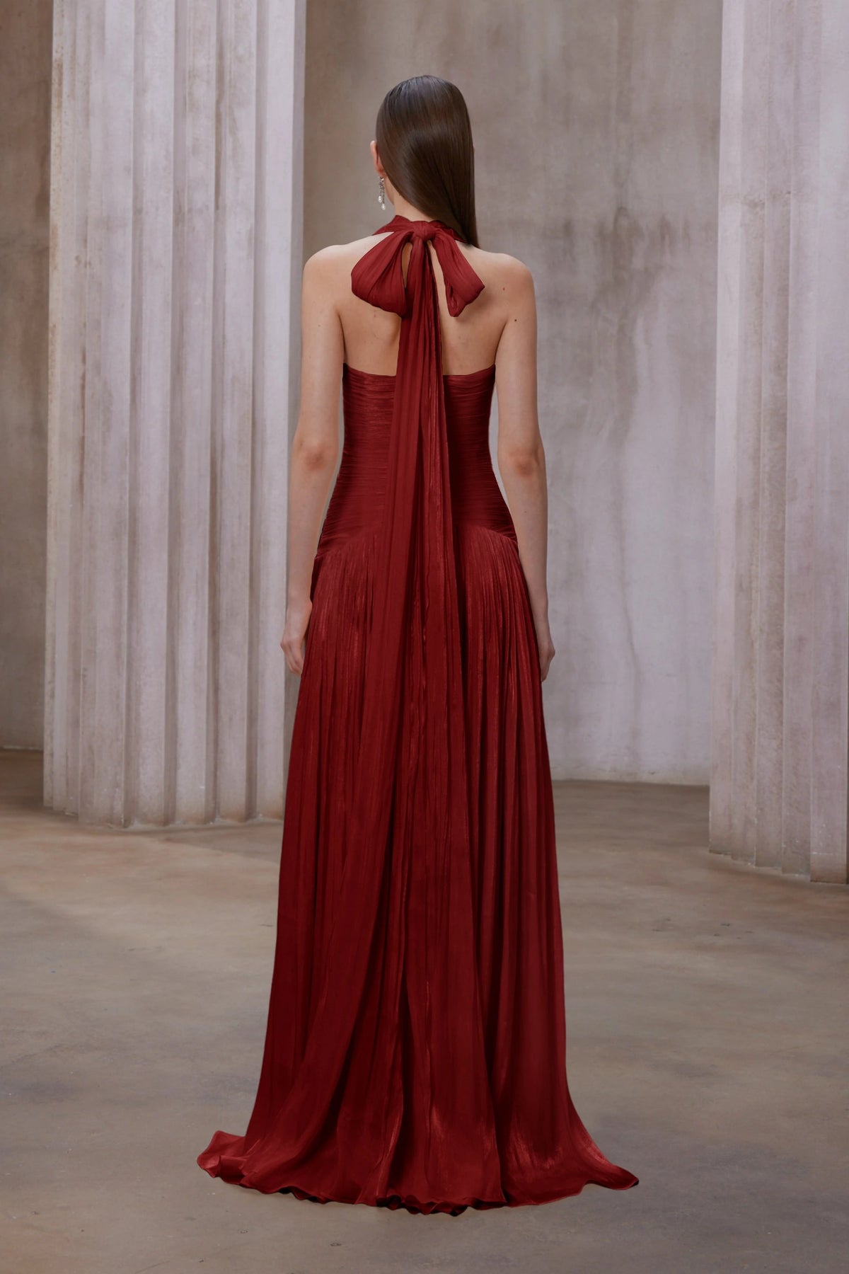 Uranie Red Gathered Maxi Dress