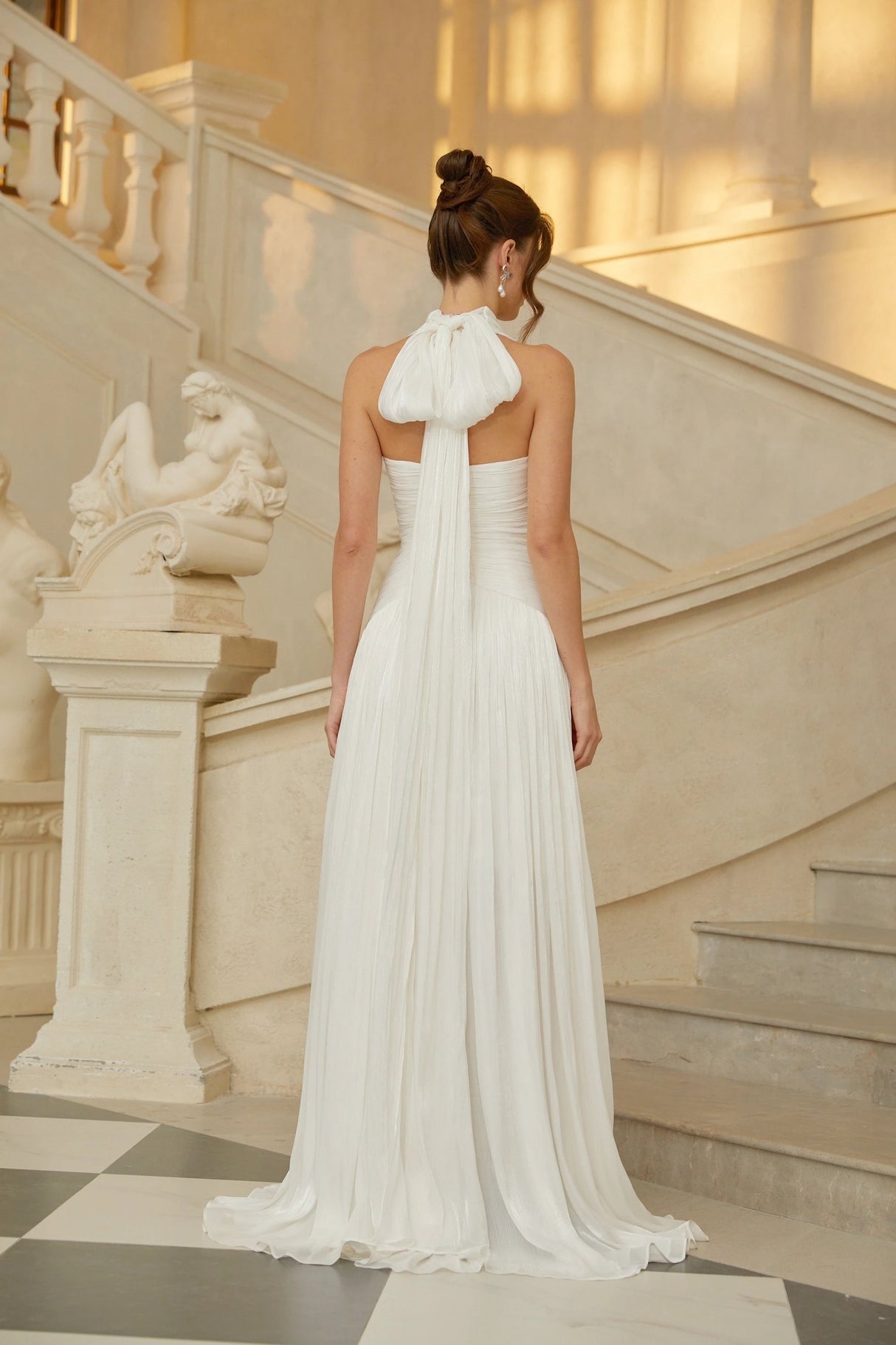 Uranie White Gathered Maxi Dress